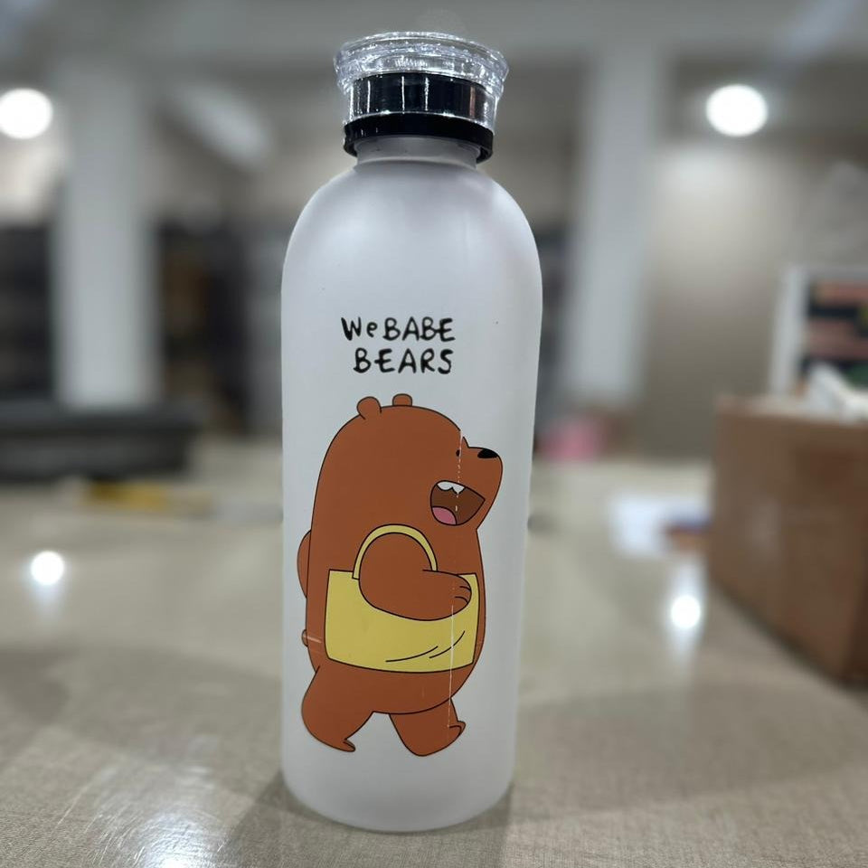 We Bare Bears Panda Water Bottle 1000ml – Dual Cap with Straw
