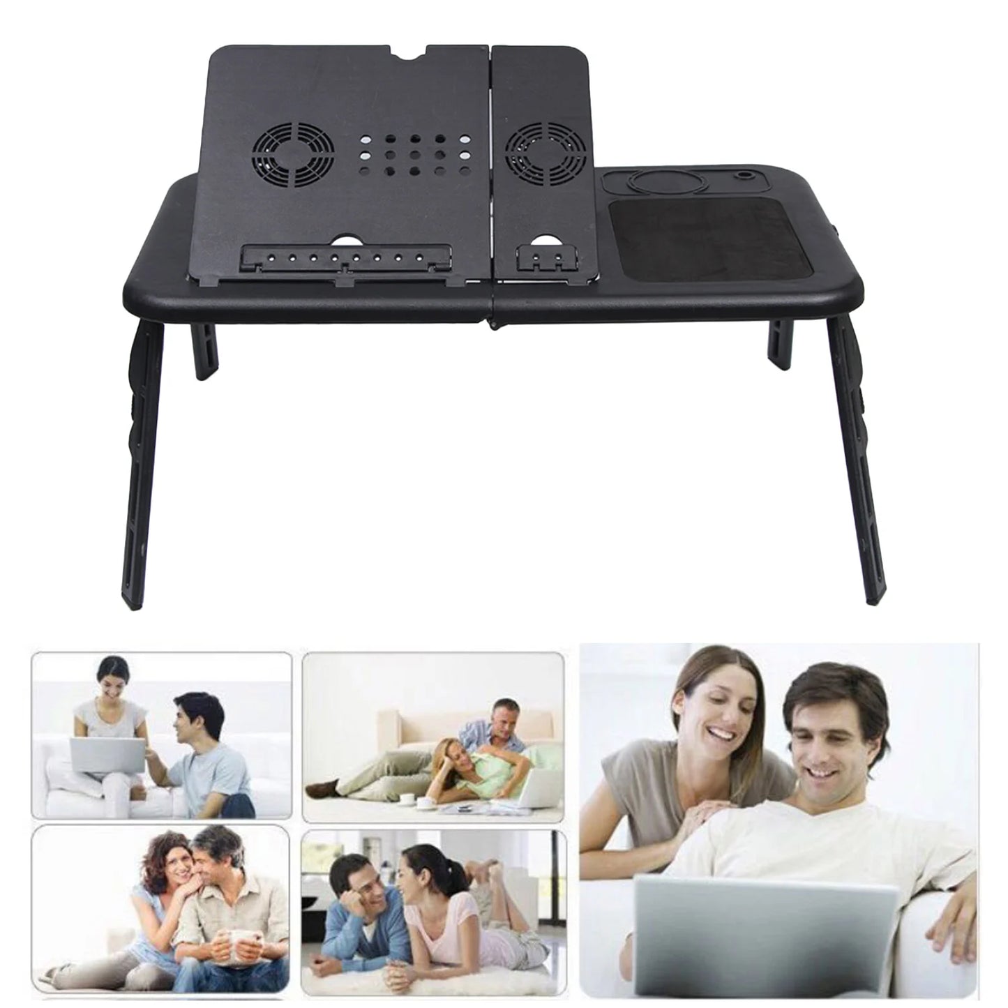 Foldable Laptop Table with Cooling Fan – Portable Bed & Study Desk