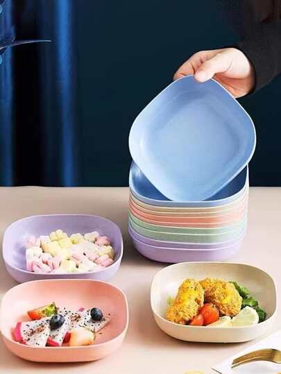 Eco-Friendly Plastic Bone Dish Set – 10 Pcs Snack Plates