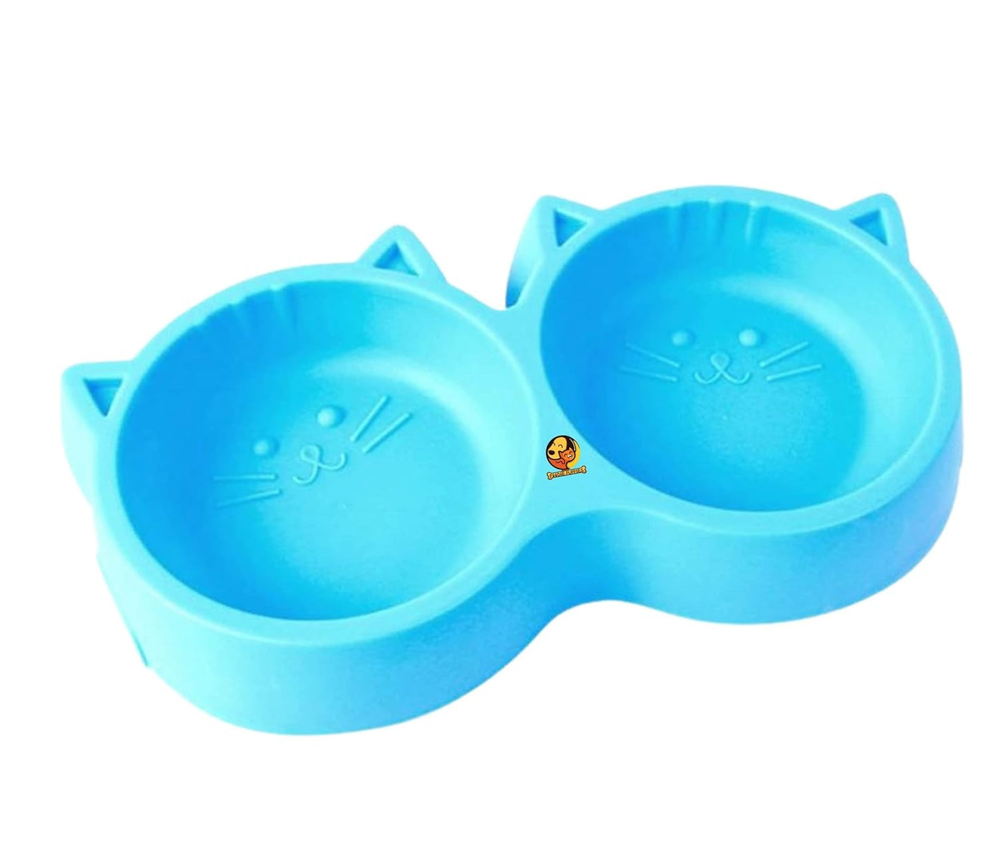 Cat Face Double Pet Bowl – 2-in-1 Food & Water Feeder