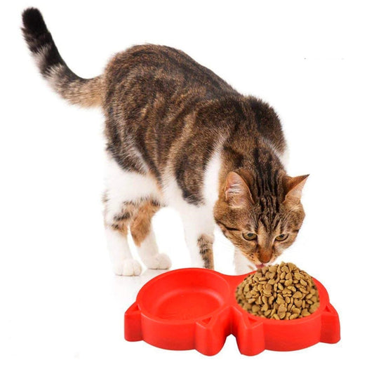 Cat Face Double Pet Bowl – 2-in-1 Food & Water Feeder