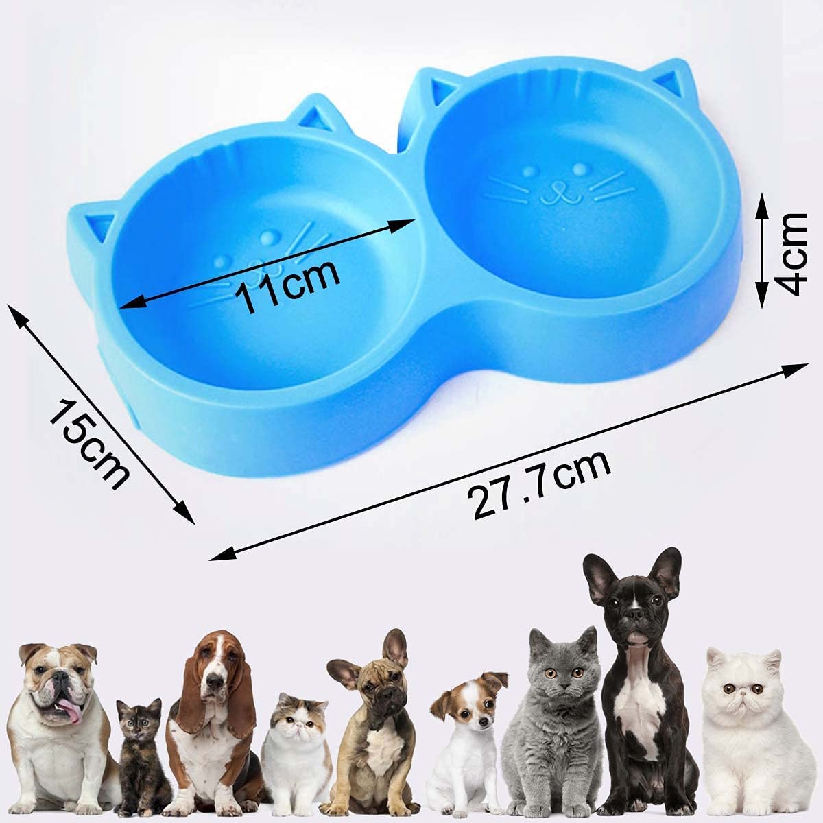 Cat Face Double Pet Bowl – 2-in-1 Food & Water Feeder