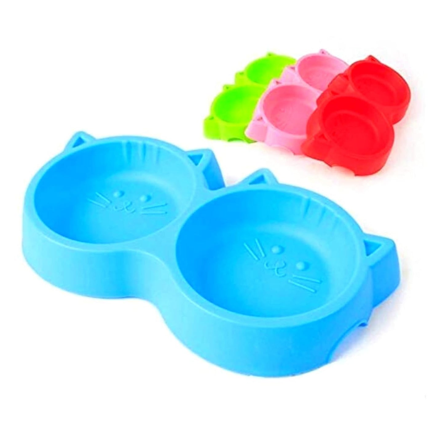 Cat Face Double Pet Bowl – 2-in-1 Food & Water Feeder