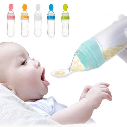 Silicone Baby Spoon Feeder Bottle – Safe & Easy Squeeze Feeding