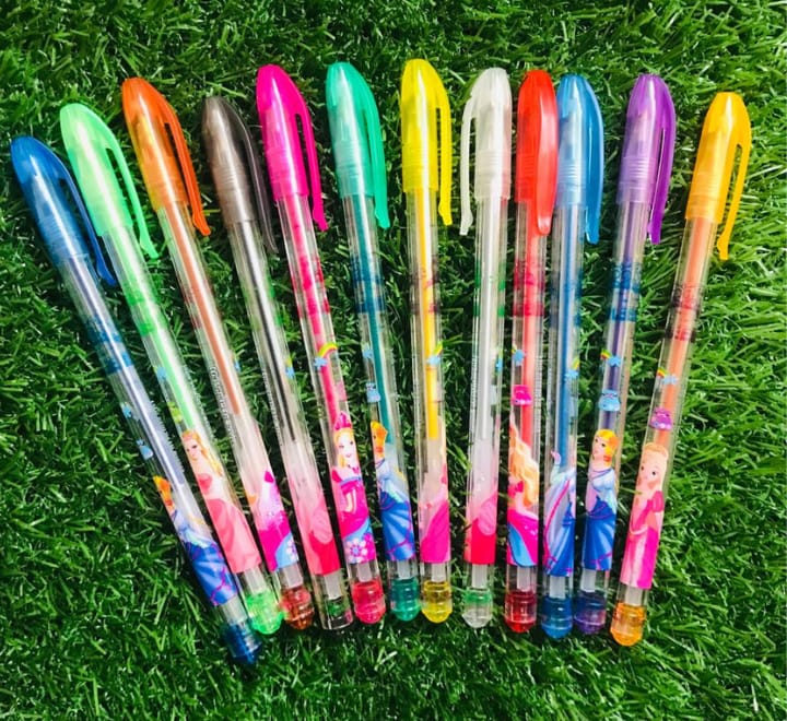 Fruit Scent Gel Glitter Pens – Pack of 12 Sparkling Pens