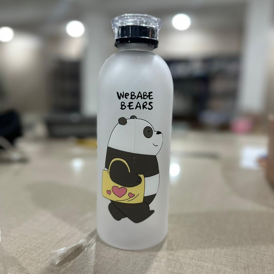 We Bare Bears Panda Water Bottle 1000ml – Dual Cap with Straw