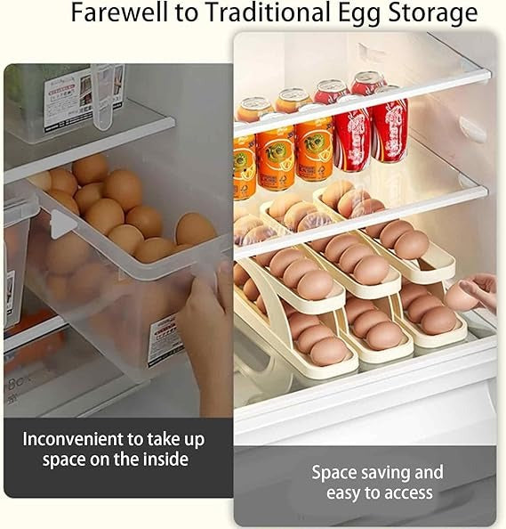 15 Egg Rolling Storage Box – Fridge Organizer